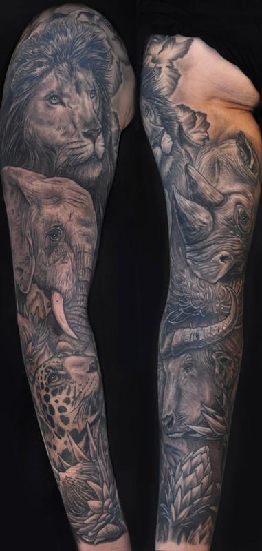 Mike DeVries : Tattoos : Body Part Arm Sleeve : Africa's Big 5