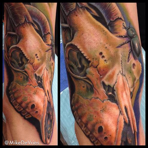 Goat Skull Tattoo by Mike DeVries : Tattoos