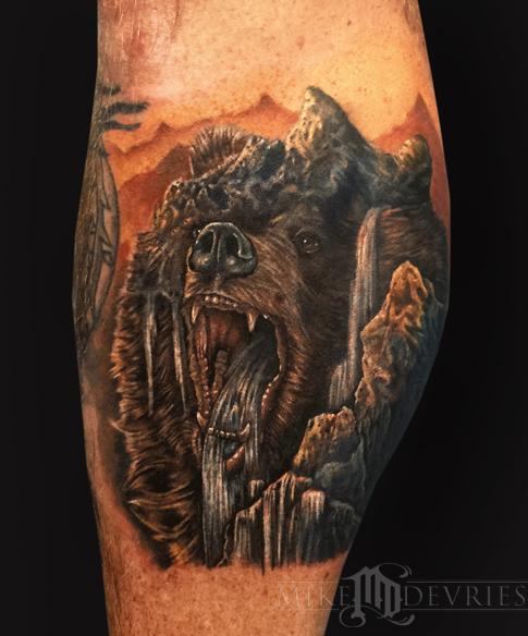 Mike Devries Tattoos Nature Animal Bear Mountain Bear Morph