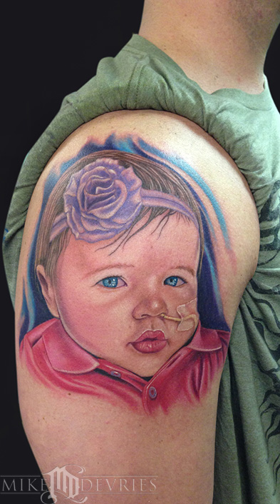 Baby Girl Tattoo By Mike Devries Tattoonow