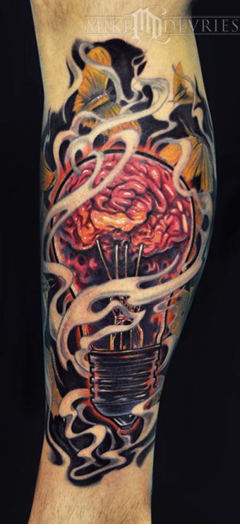 Light Bulb Brain Tattoo by Mike DeVries: TattooNOW